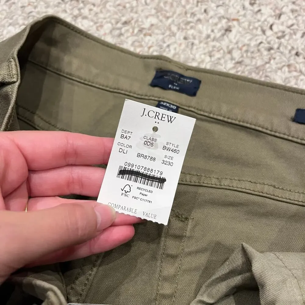 NEW J Crew Flex Straight Fit Garment Dye 5 Pocket Jean 32x30 Mens Green Preppy